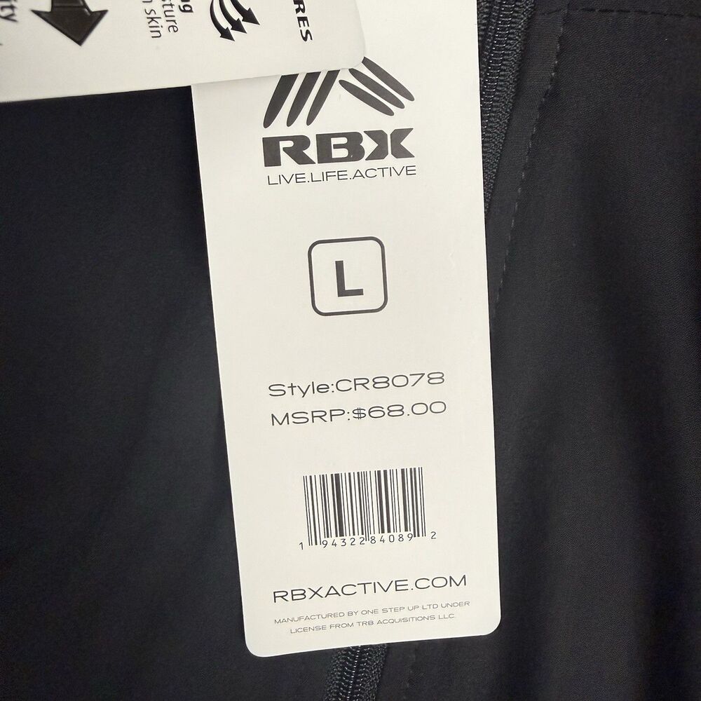 RBX Active Jacket Women's Size L Black Windbreaker Workout Full Zip Hood New - Picture 6 of 8